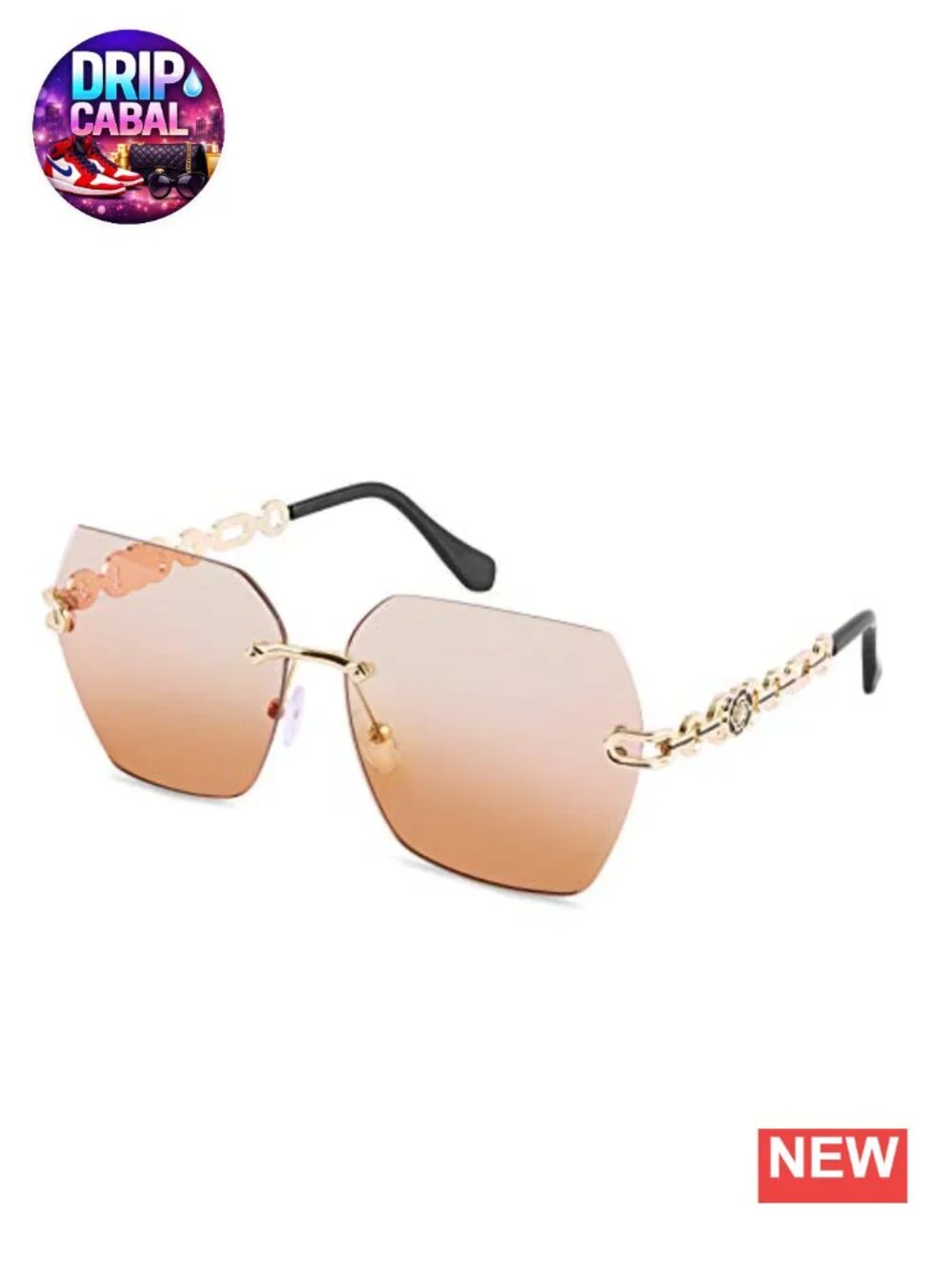 Rimless Sunglasses Women Metal Frame Diamond Cutting Lens UV400